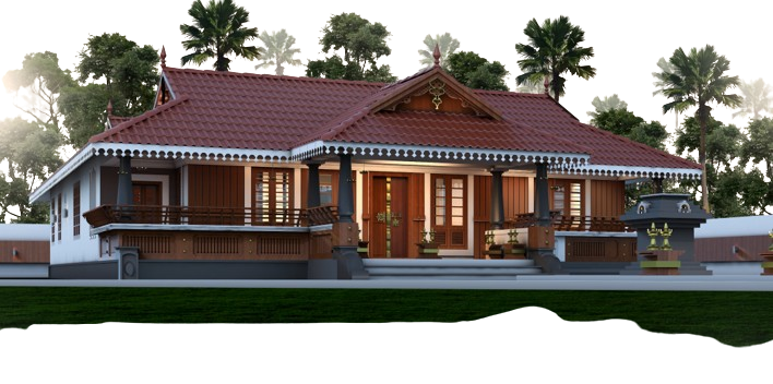 Experience the perfect blend of tradition and modern living. This temple-inspired home features sloped roofs, wooden detailing, and an open courtyard—crafted with care by one of the best builders in Kerala.